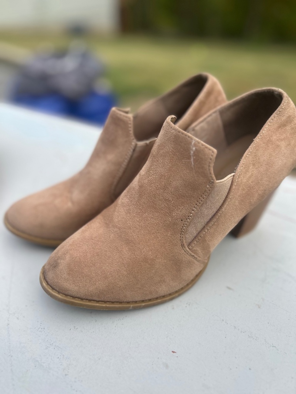 Faux Suede Slip-On Ankle Boots